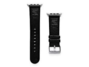 Gametime NHL New York Rangers Black Leather Apple Watch Band (42/44mm S/M). Watch not included.