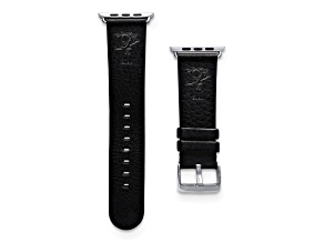 Gametime NHL Pittsburgh Penguins Black Leather Apple Watch Band (42/44mm S/M). Watch not included.