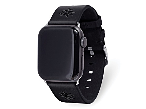Gametime NHL San Jose Sharks Black Leather Apple Watch Band (42/44mm S/M). Watch not included.