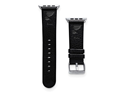 Gametime NHL St. Louis Blues Black Leather Apple Watch Band (42/44mm S/M). Watch not included.
