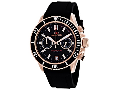 Seapro Men's Thrash Black Dial, Two-tone Bezel, Black Silicone Watch