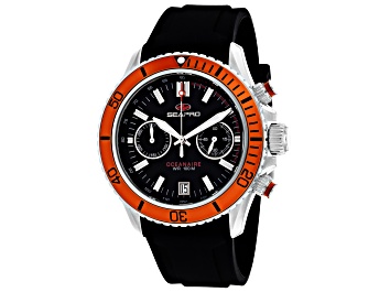 Picture of Seapro Men's Thrash Black Dial, Orange Bezel, Black Silicone Watch