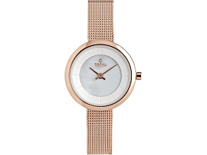 Obaku Women's Stille Mother-Of-Pearl Dial Rose Stainless Steel Mesh Band Watch