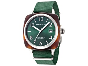 Briston Men's Clubmaster 40mm Quartz Green Dial Green Nylon Strap Watch