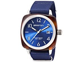 Briston Men's Clubmaster 40mm Quartz Blue Dial Blue Strap Watch