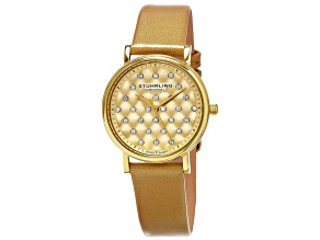 Stuhrling Women's Audrey Yellow Dial, Beige Leather Strap Watch