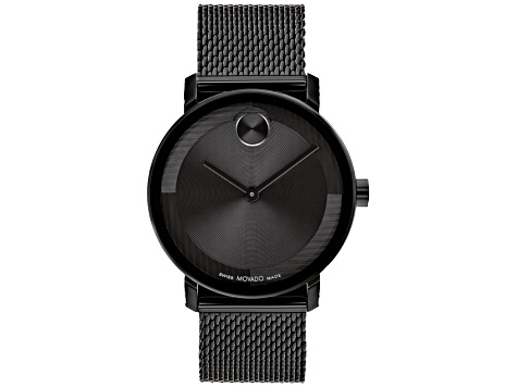 Movado Men's Bold Black Stainless Steel Mesh Band Watch