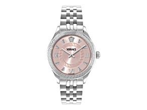 Versace Hellenyium Womens Watch 35MM Stainless Steel Case Pink Sunray Dial Bracelet