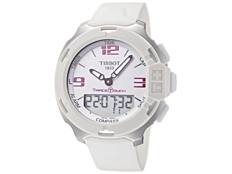 Tissot Men's T-Touch 42.15mm Quartz Watch, White Synthetic Leather Strap