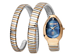 Just Cavalli Women's Animalier Donna finezza 22mm Quartz Watch, Blue Dial, Two-tone Stainless Steel