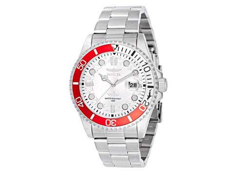 Invicta Pro Diver Exclusive 43mm White Dial Red and White Bezel Stainless Steel Quartz Watch