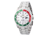 Invicta Pro Diver 43mm White Dial Green and Red Bezel Stainless Steel Quartz Watch