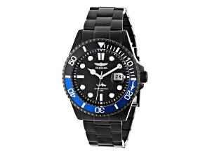 Invicta Men's Pro Diver 43mm Black Dial Black and Blue Bezel Black Stainless Steel Quartz Watch