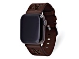 Gametime MLB Oakland Athletics Brown Leather Apple Watch Band (38/40mm S/M). Watch not included.