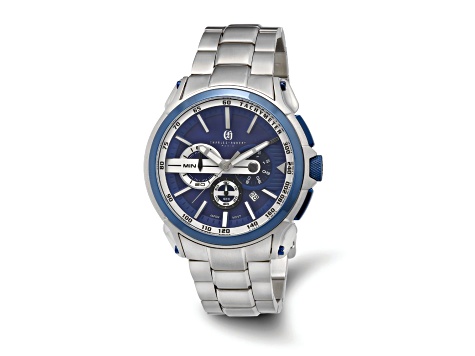 Charles Hubert Stainless Steel Chronograph Blue Dial Watch