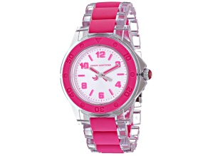 Juicy Couture HRH 38mm Pink Rubber with Colorless Plastic Bracelet White Dial Quartz Watch