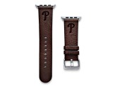 Gametime MLB Philadelphia Phillies Brown Leather Apple Watch Band (42/44mm M/L). Watch not included.