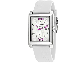 Locman Men's Classic Mother-Of-Pearl Dial with Pink Accents White Silicone Strap Watch