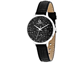 Roberto Bianci Women's Gemma Black Dial, Black Leather Strap Watch