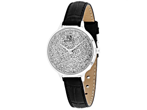 Roberto Bianci Women's Gemma Gray Dial, Black Leather Strap Watch