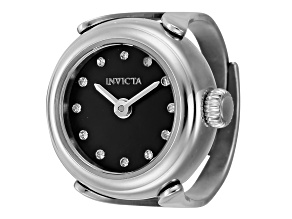 Invicta Women's Angel Mini 17.5mm Quartz Stainless Steel Black Dial Ring Watch