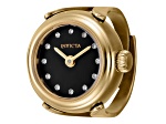Invicta Women's Angel Mini 17.5mm Quartz Yellow Stainless Steel Black Dial Ring Watch