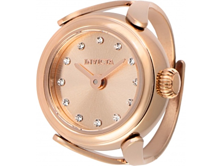Invicta Women's Angel Mini 17.5mm Quartz Rose Stainless Steel Rose Dial Ring Watch