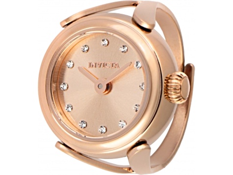 Invicta Women's Angel Mini 17.5mm Quartz Rose Stainless Steel Rose Dial Ring Watch