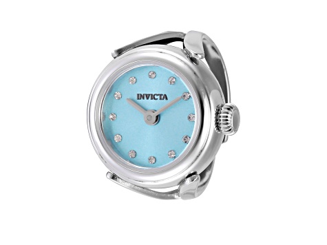 Invicta Women's Angel Mini 17.5mm Quartz Stainless Steel Blue Dial Ring Watch