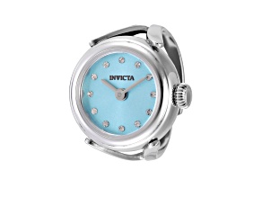 Invicta Women's Angel Mini 17.5mm Quartz Stainless Steel Blue Dial Ring Watch