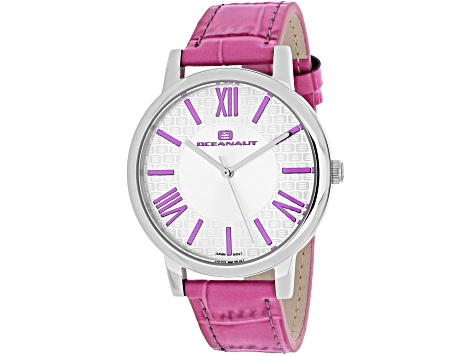 Oceanaut Women's Moon White Dial, Pink Leather Strap Watch