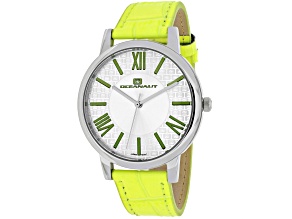 Oceanaut Women's Moon White Dial, Apple green Leather Strap Watch