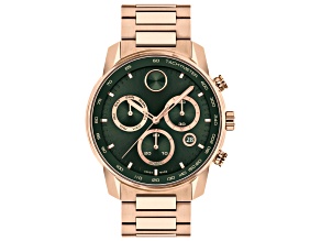 Movado Men's Bold Green Dial Rose Stainless Steel Watch