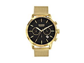 Eugene Mens Watch 46mm Gold Tone Case Black Enamel Dial Gold Tone Bracelet