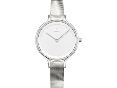Obaku Women's Kyst White Dial Stainless Steel Mesh Band Watch