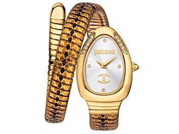Picture of Just Cavalli Women's Snake White Dial, Yellow Bezel, Multicolor Stainless Steel Watch