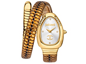 Just Cavalli Women's Snake White Dial, Yellow Bezel, Multicolor Stainless Steel Watch