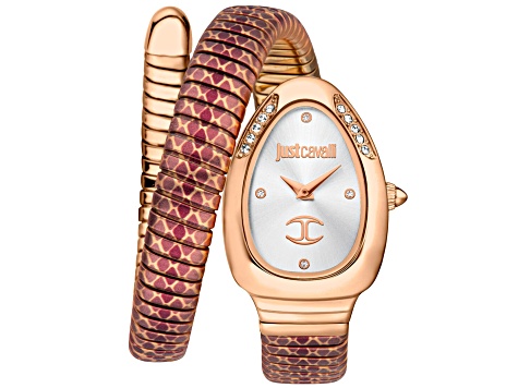 Just Cavalli Women's Snake White Dial, Rose Bezel, Multicolor Stainless Steel Watch