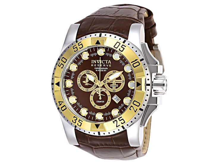 【LETICIA/レチシア】 VALLETTA Invicta Reserve Excursion 49.5mm Yellow Bezel Brown Leather Strap