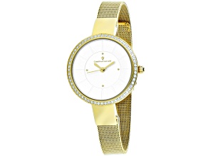 Christian Van Sant Women's Reign White Dial, Yellow tone Stainless Steel Watch
