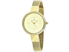 Christian Van Sant Women's Reign Yellow Dial, Yellow tone Stainless Steel Watch