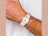 Charles Hubert Ladies Stainless Steel Rose IP Plated Silver Dial Watch