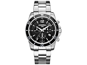 Roamer Men's Nautic Chrono 100 43mm Quartz Black Dial Stainless Steel Watch