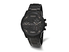 Charles Hubert Black IP-plated Stainless Chronograph Dual Time Watch