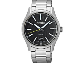 Seiko Men's Classic Black Dial Stainless Steel Watch