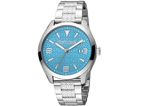 Roberto Cavalli Men's Classic Blue Dial, Stainless Steel Bracelet Watch