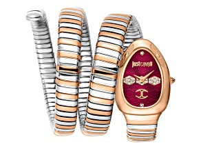 Just Cavalli Women's Cosenza Red Dial Two-tone Stainless Steel Signature Snake Watch