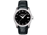 Tissot Women's Couturier Diamond Bezel 32mm Black Leather Watch
