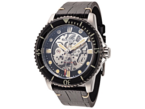 Thomas Earnshaw Men's Admiral Pole 43mm Black Dial Black Leather Watch