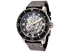 Thomas Earnshaw Men's Admiral Pole 43mm Black Dial Black Leather Watch